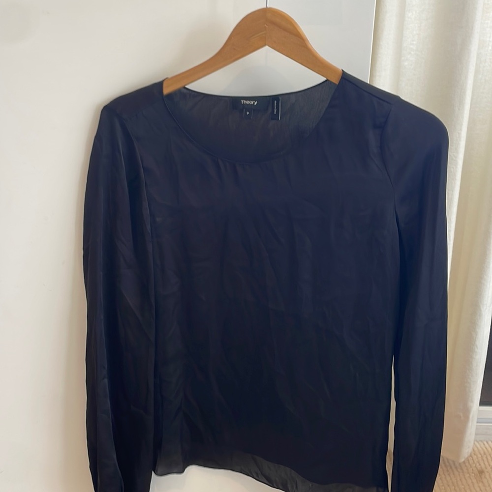 Theory black blouse silk